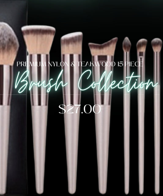 Premium Nylon &Teakwood 15pc Brush Collection